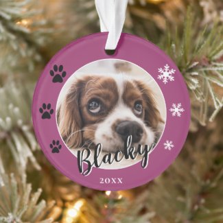Purple Puppy Dog Name Photo Christmas Keepsake