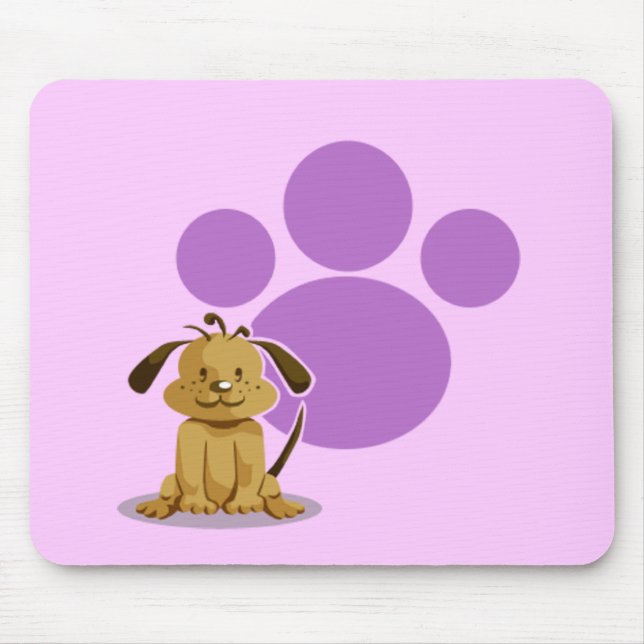 Purple Puppy Paw Mouse Pad (Front)