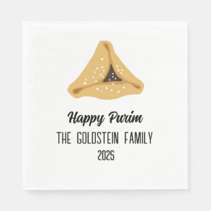 Purple Purim Hamentashen Family Name  Napkins