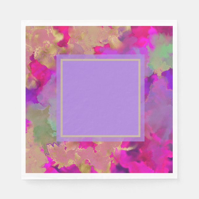 Purple, purple and gold marble napkins (Front)