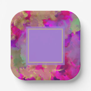 Purple, purple and gold marble paper  paper plates