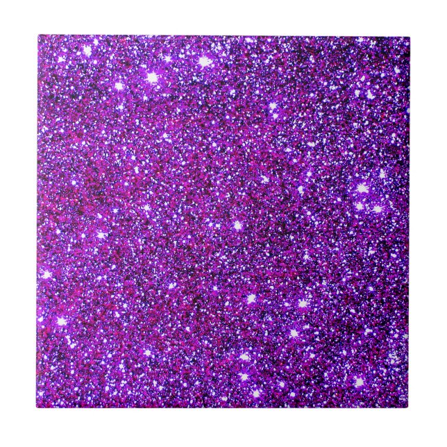 Purple Purple Sparkle Optical Illusion Art Ceramic Tile (Front)