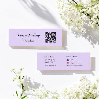 Purple QR Code Beauty Makeup Artist Mini Business Card