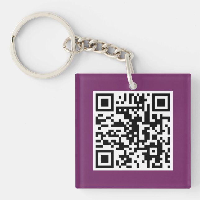 Purple QR CODE Custom Key Chain (Front)