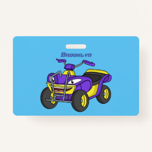 Purple Quad bike cartoon illustration Badge