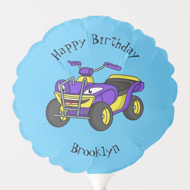 Purple Quad bike cartoon illustration Balloon (Front)