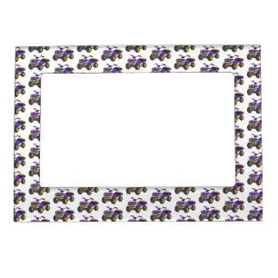 Purple Quad bike cartoon illustration Magnetic Frame