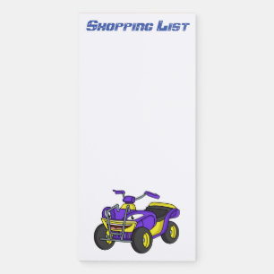 Purple Quad bike cartoon illustration Magnetic Notepad