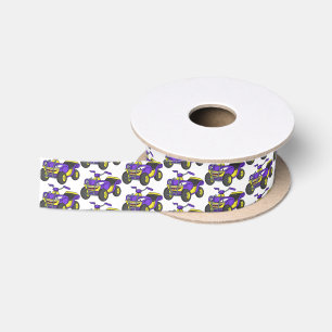 Purple Quad bike cartoon illustration Satin Ribbon