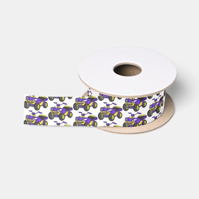 Purple Quad bike cartoon illustration Satin Ribbon (Spool)