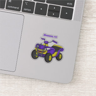 Purple Quad bike cartoon illustration Sticker