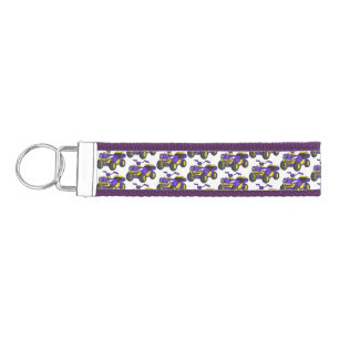 Purple Quad bike cartoon illustration Wrist Keychain