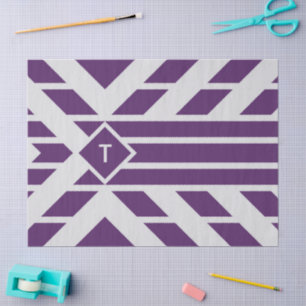 Purple Quadrangle Stripes, Monogram Tissue Paper
