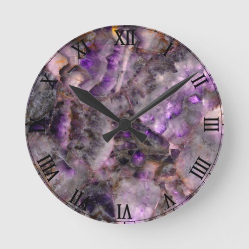 Purple quartz round clock