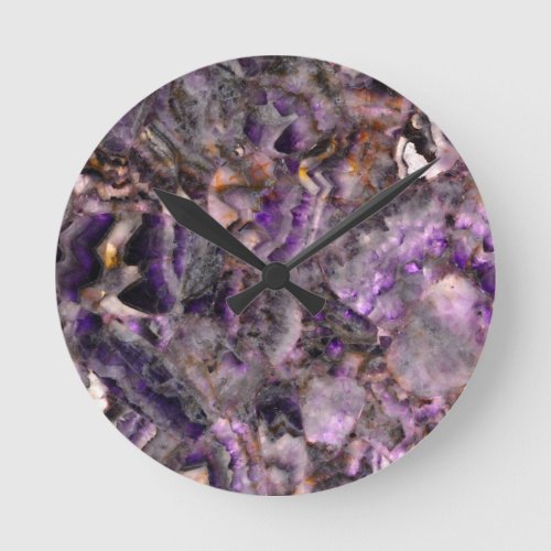 Purple quartz round clock