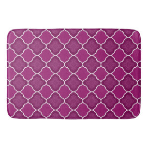 Purple Quatrefoil Geometric Pattern Pillow Bathroom Mat