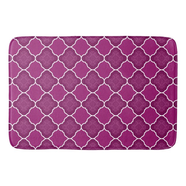 Purple Quatrefoil Geometric Pattern Pillow Bathroom Mat (Front)