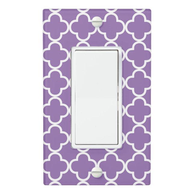 Purple Quatrefoil Pattern Light Switch Cover (In Situ)