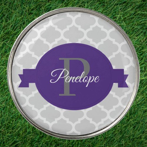 Purple Quatrefoil Personalized Golf Ball Marker