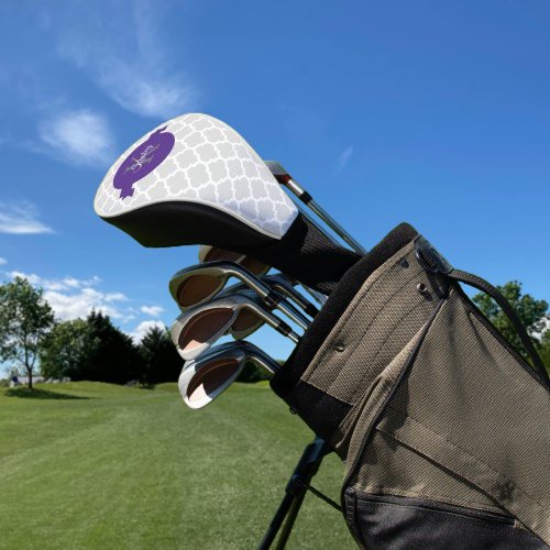 Purple Quatrefoil Personalized Golf Head Cover