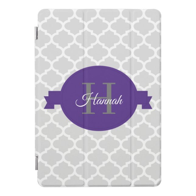 Purple Quatrefoil Personalized iPad Pro Cover (Front)