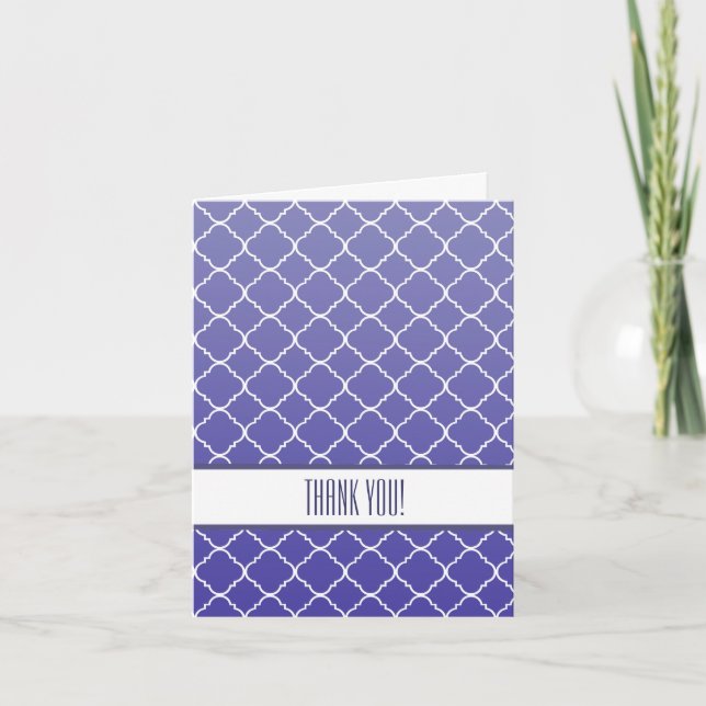 Purple Quatrefoil Thank You Card (Front)