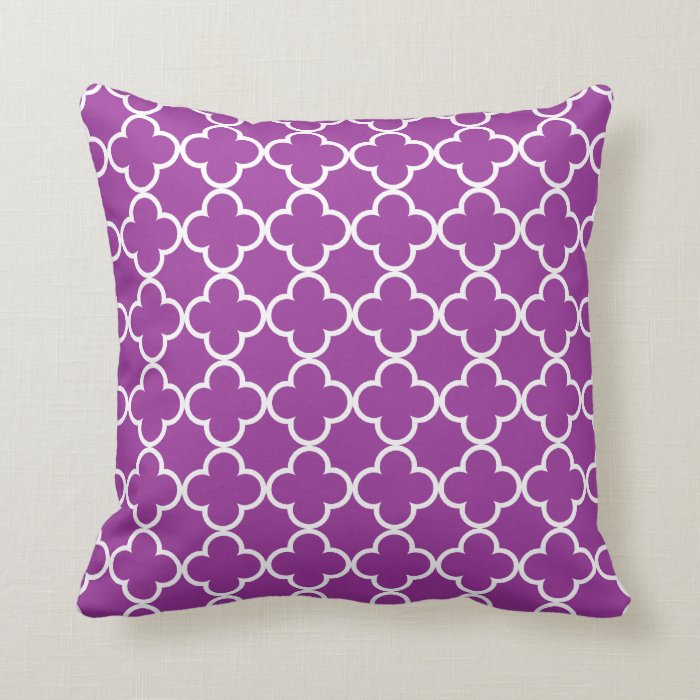 Purple Quatrefoil Throw Pillow