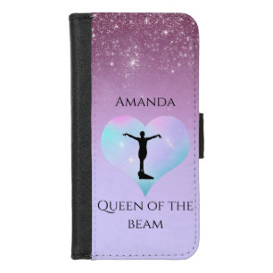 Purple Queen Of The Beam Gymnastics Personalized iPhone 8/7 Wallet Case