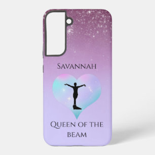 Purple Queen Of The Beam Gymnastics Personalized Samsung Galaxy S22+ Case