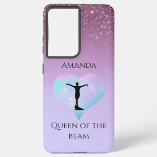 Purple Queen Of The Beam Gymnastics Personalized Samsung Galaxy S21+ Case