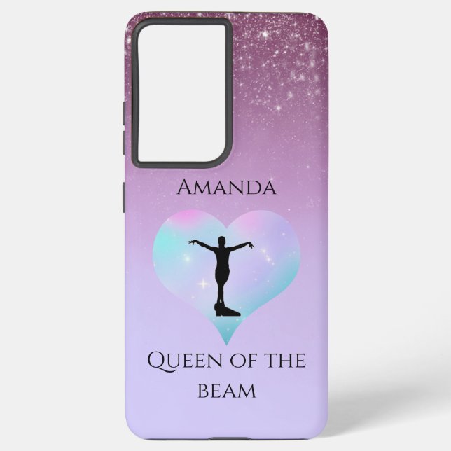 Purple Queen Of The Beam Gymnastics Personalized Samsung Galaxy Case (Back)