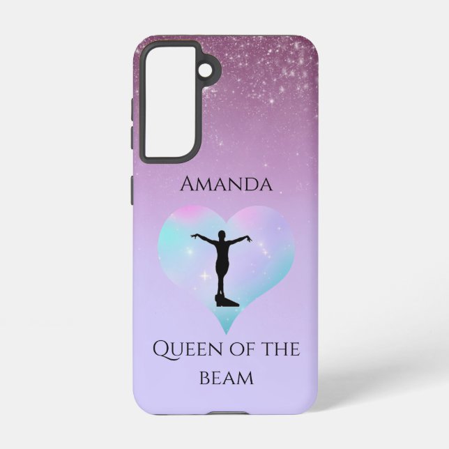 Purple Queen Of The Beam Gymnastics Personalized Samsung Galaxy Case (Back)