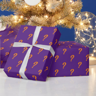 Purple question mark wrapping paper for Christmas