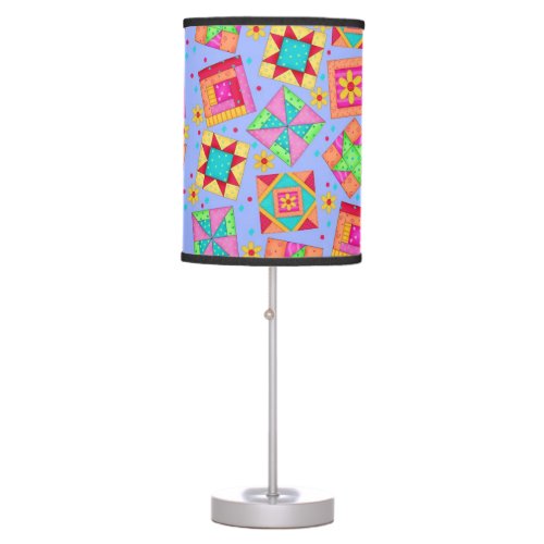 Purple Quilt Patchwork Blocks Decorative Lighting Table Lamp