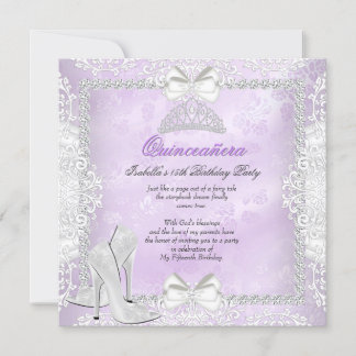 Purple Quinceanera 15th Birthday Party High Heels Invitation