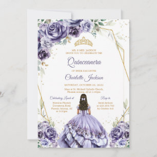Purple Quinceanera Birthday Invitation