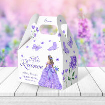 Purple Quinceañera Butterfly and Roses Floral Favor Boxes
