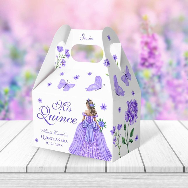 Purple Quinceañera Butterfly and Roses Floral Favor Boxes (Purple Quinceañera Butterfly and Roses Floral Favor Boxes)