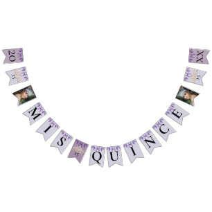 Purple Quinceañera Celebration Bunting Flags