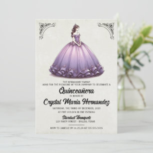Purple Quinceañera Invitation
