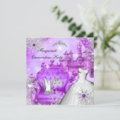 Purple Quinceanera Masquerade Magical Princess Invitation (Standing Front)