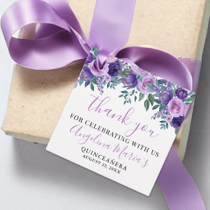 Purple Quinceanera Thank You Favor Tags