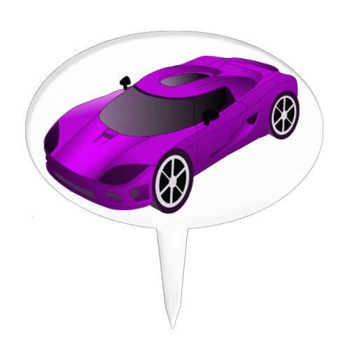 Purple Race Car  Cake Topper