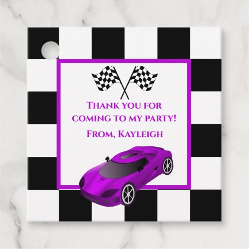 Purple Race Car  Kids Birthday Party Favor Tags