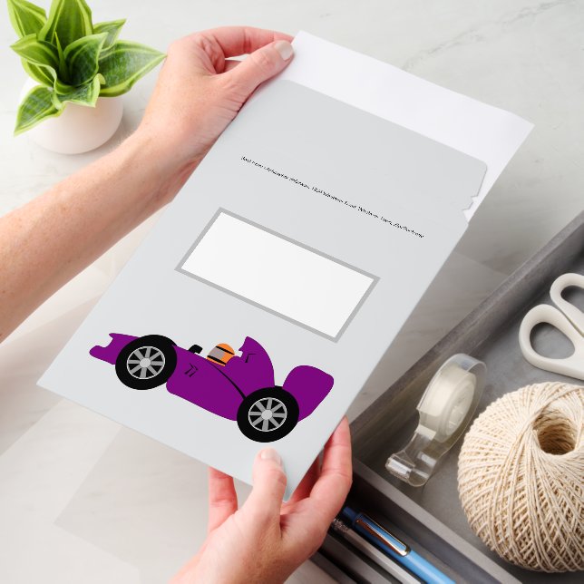 Purple Racing Car Design Any Colour Background Envelope Mailers (Desk)