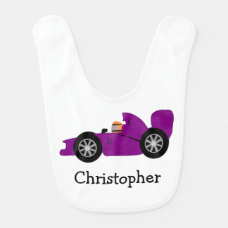 Purple Racing Car Design Just Add Name Baby Bib