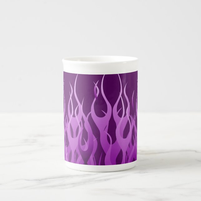 Purple Racing Flames Bone China Mug (Front)