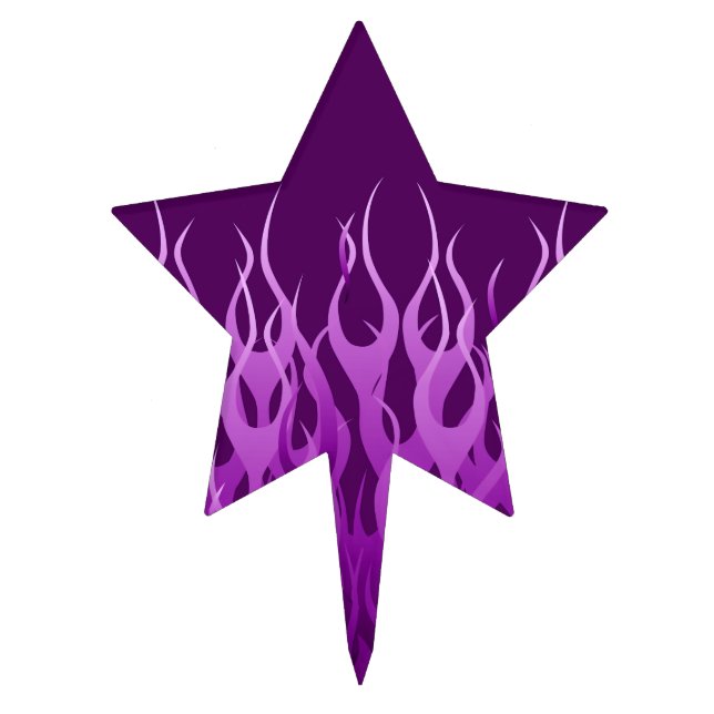 Purple Racing Flames Cake Topper (Front)