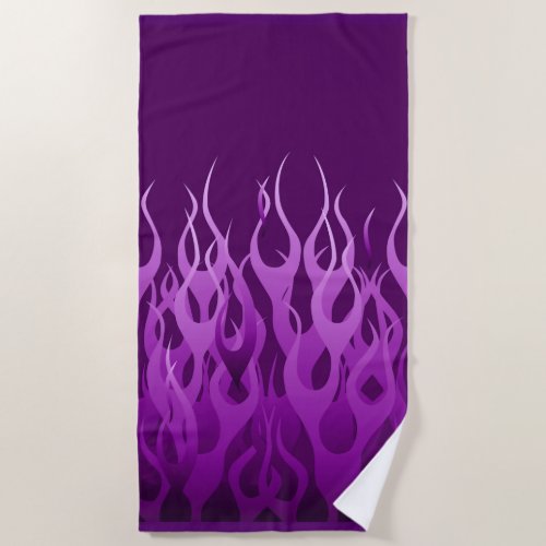 Purple Racing Flames Decor on a Beach Towel