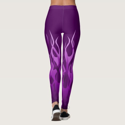 Purple Racing Flames Decor on Leggings